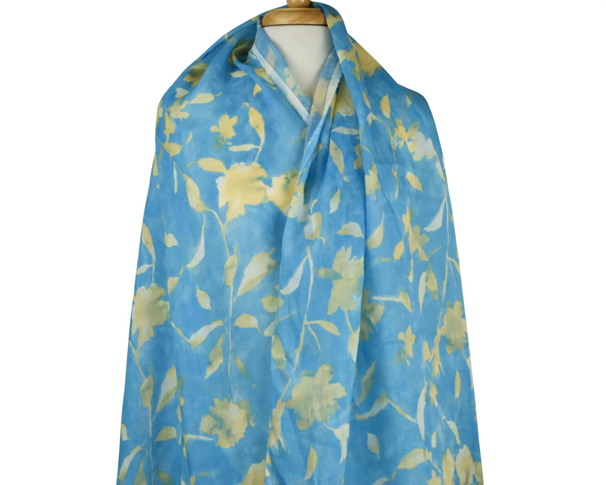 Lightweight Linen- Yellow Floral on Blue - Image 7