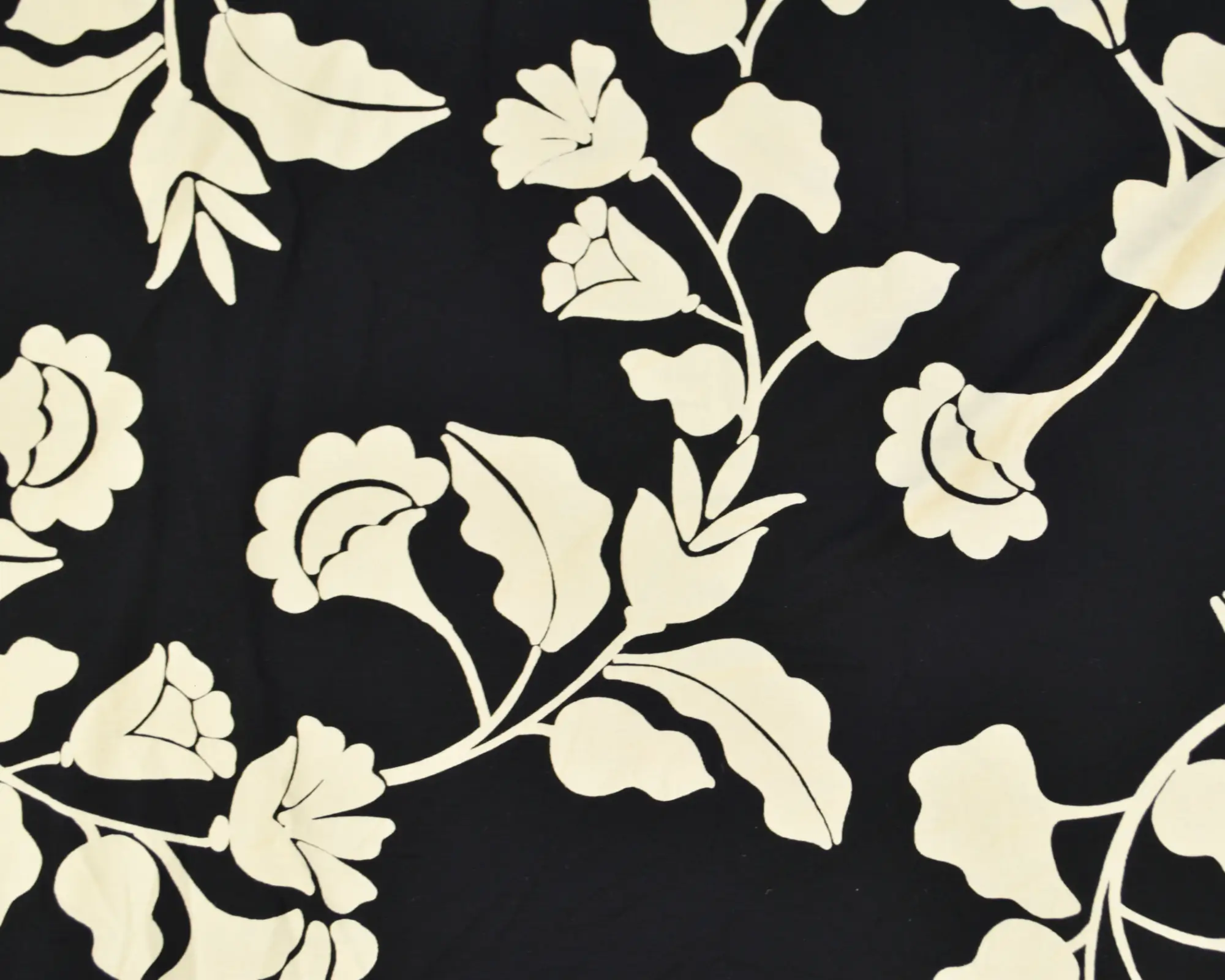 Rayon Spandex Jersey - Large Ivory Floral on Black - Image 2