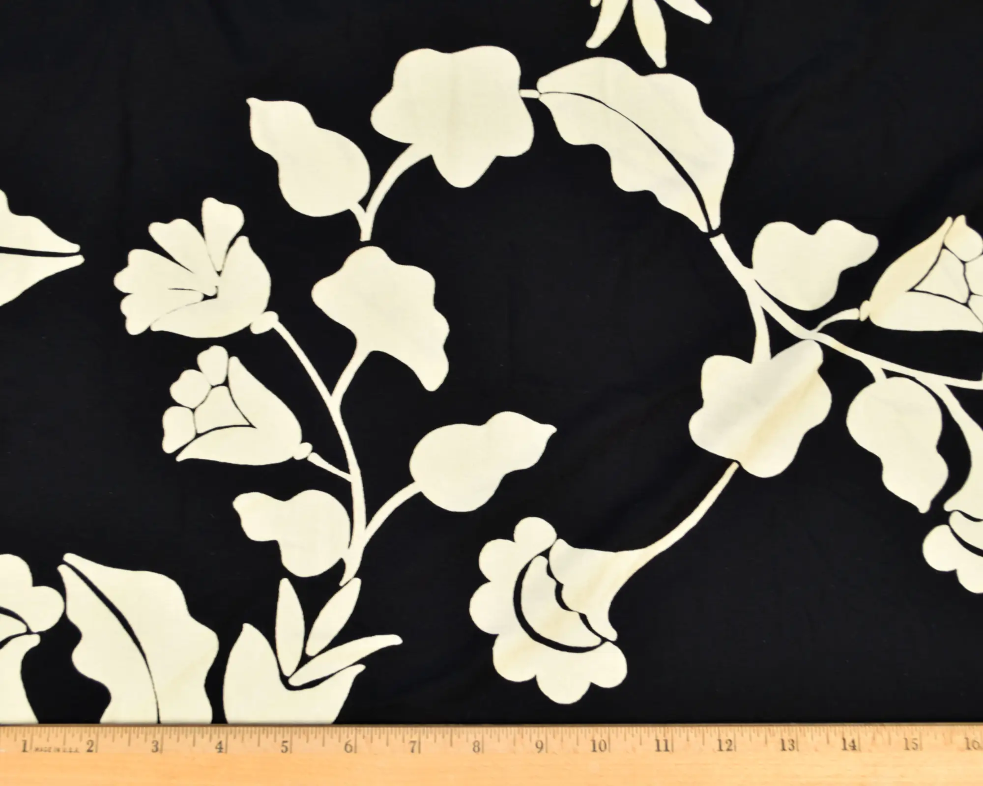 Rayon Spandex Jersey - Large Ivory Floral on Black - Image 3