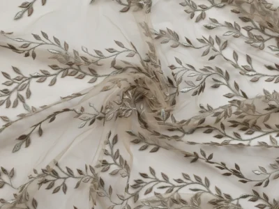 Embroidered Tulle - Taupe