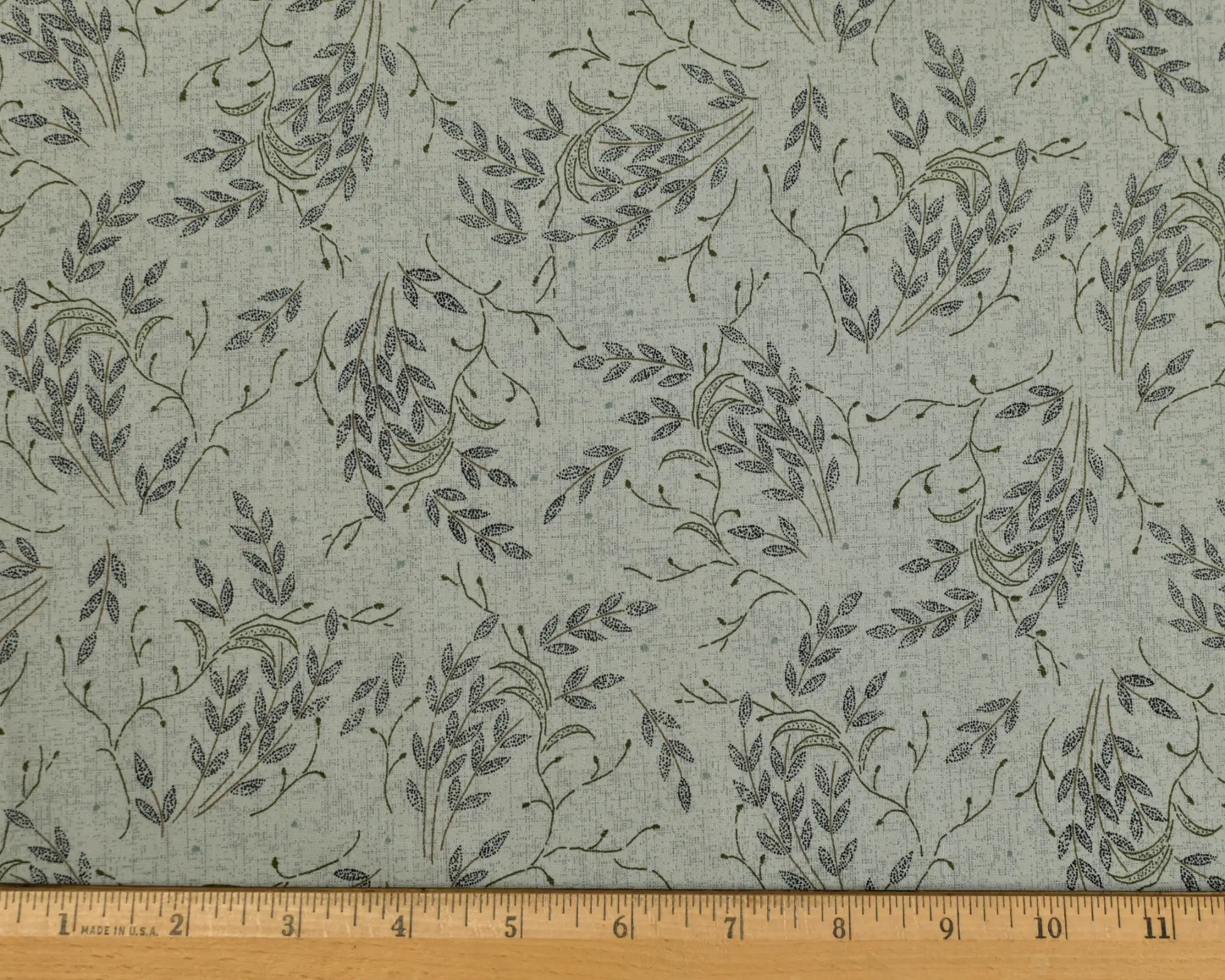 Cotton Broadcloth Shirting- Gray Leaf Print - Image 3