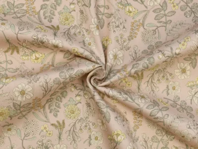 Cotton Oxford Shirting - Pink with Floral Pattern