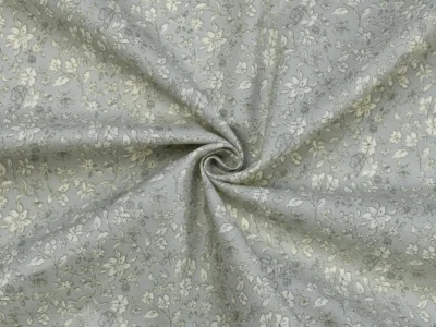 Cotton Broadcloth Shirting - Gray Green Floral