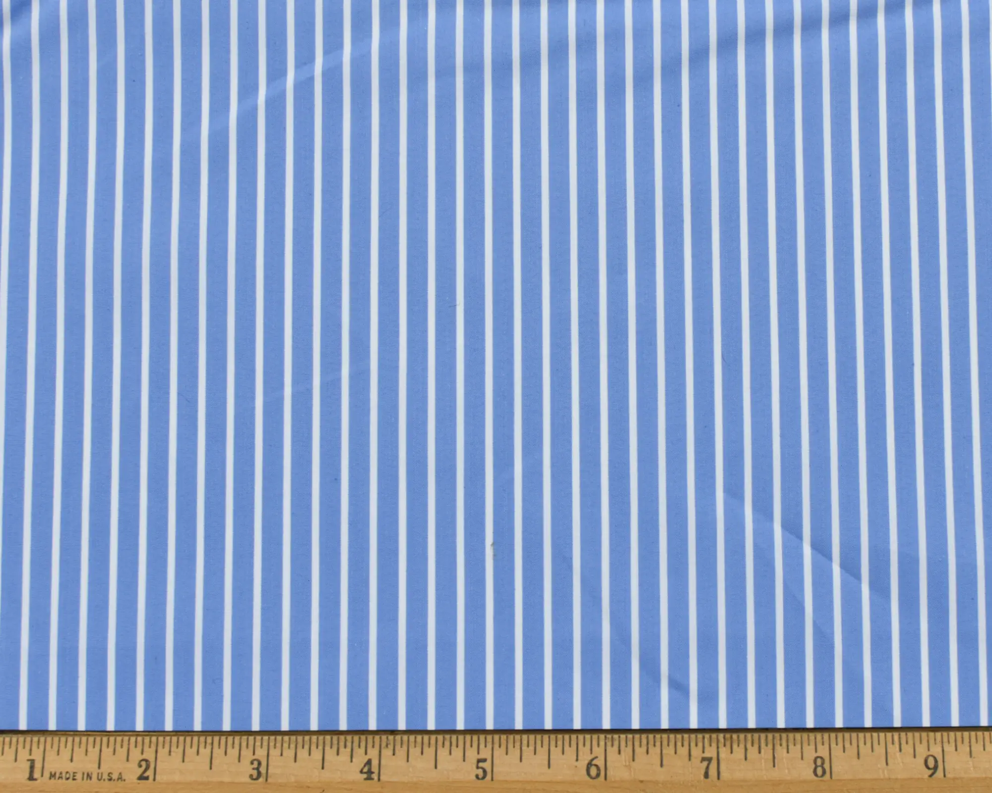 Cotton Stretch Shirting - Blue with Bold White Stripe - Image 3