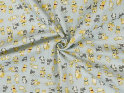 Kokka Cotton Double Gauze - Chibi Shiba Inu Print