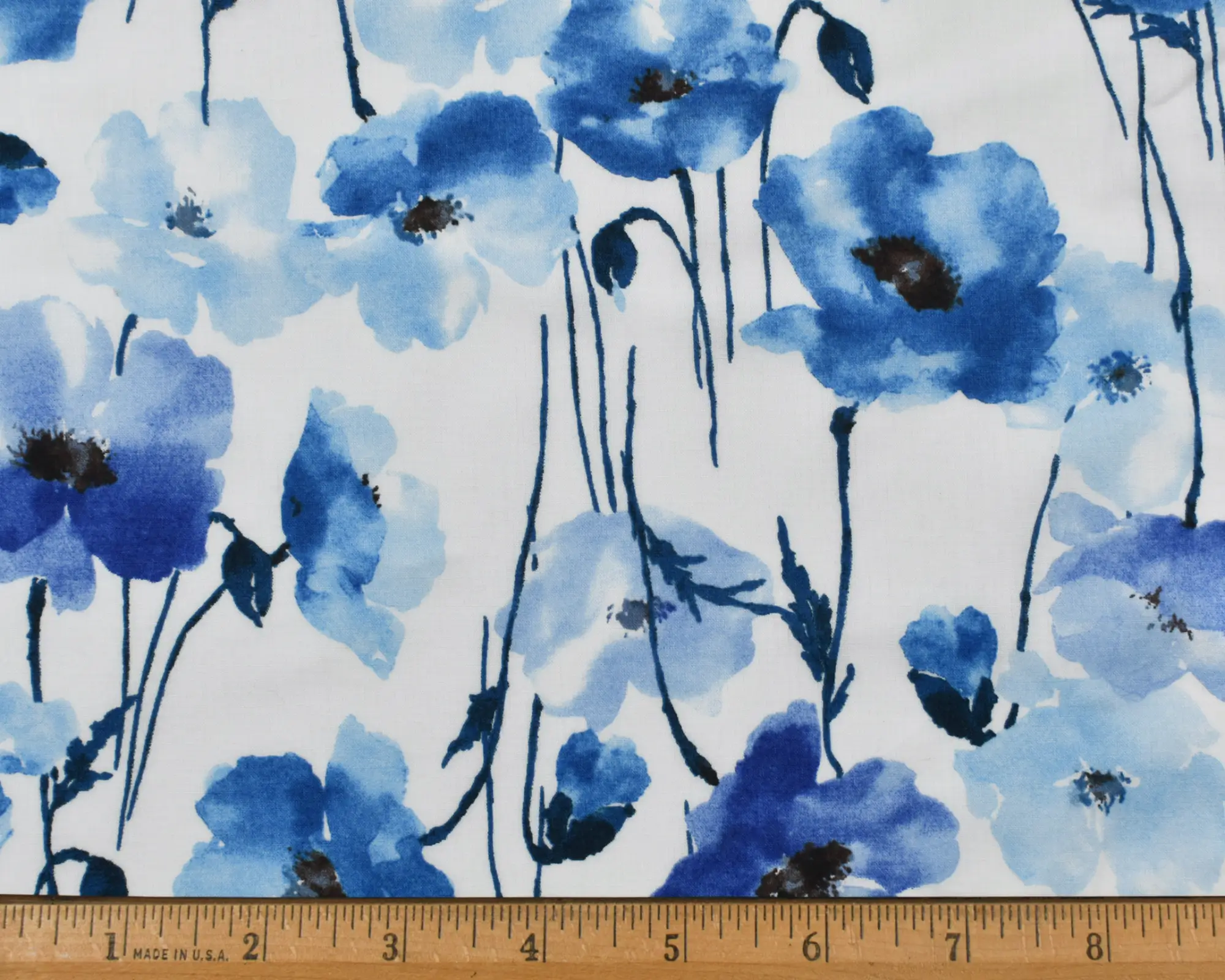 Kokka Cotton Lawn - Blue Poppies - Image 3