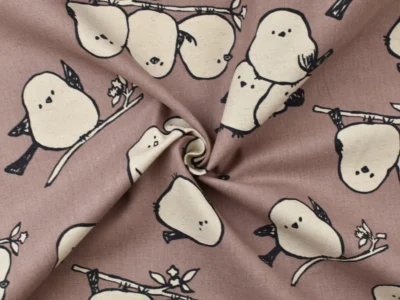 Cotton/Linen Broadcloth - Birds on Mauve