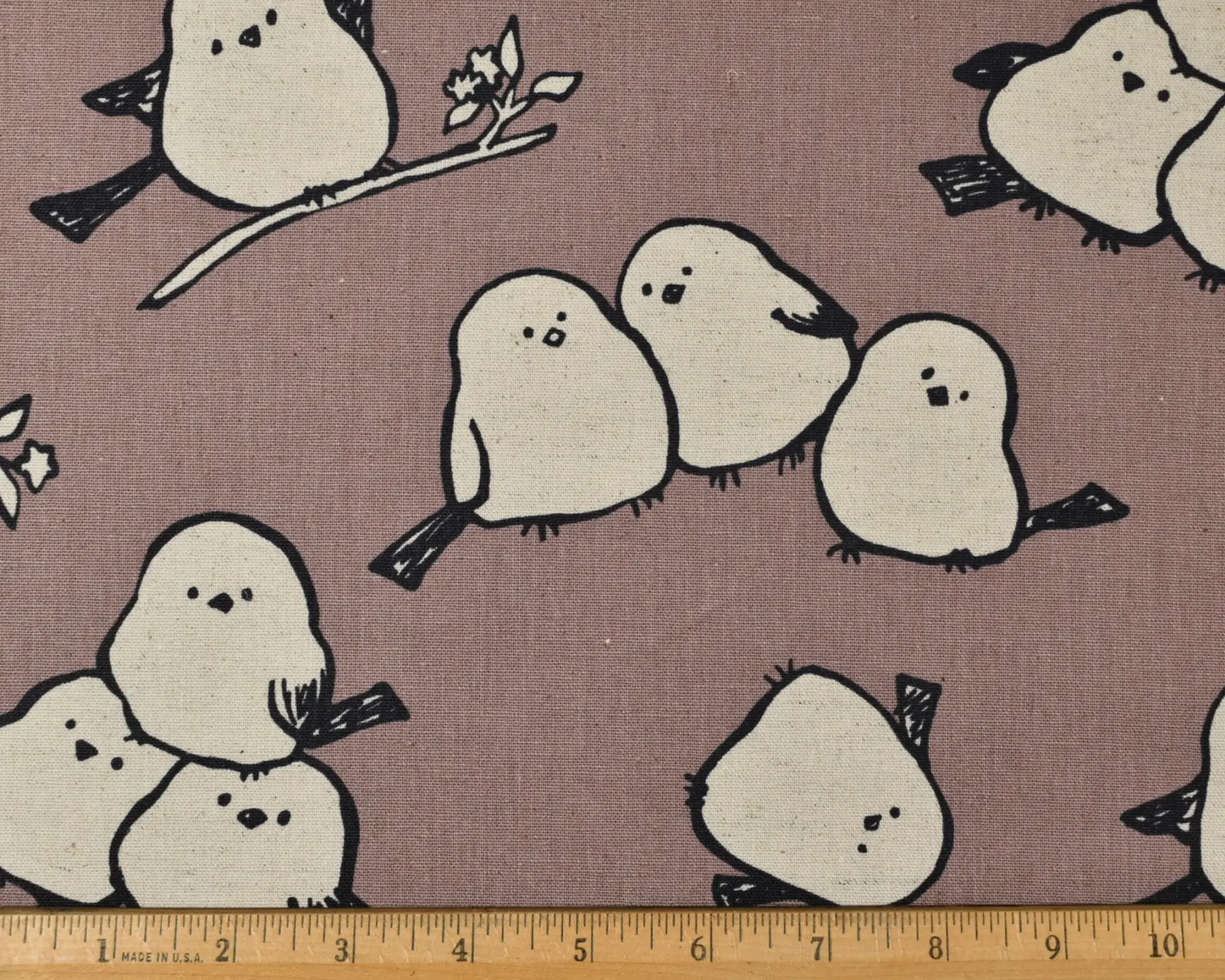 Cotton/Linen Broadcloth - Birds on Mauve - Image 3