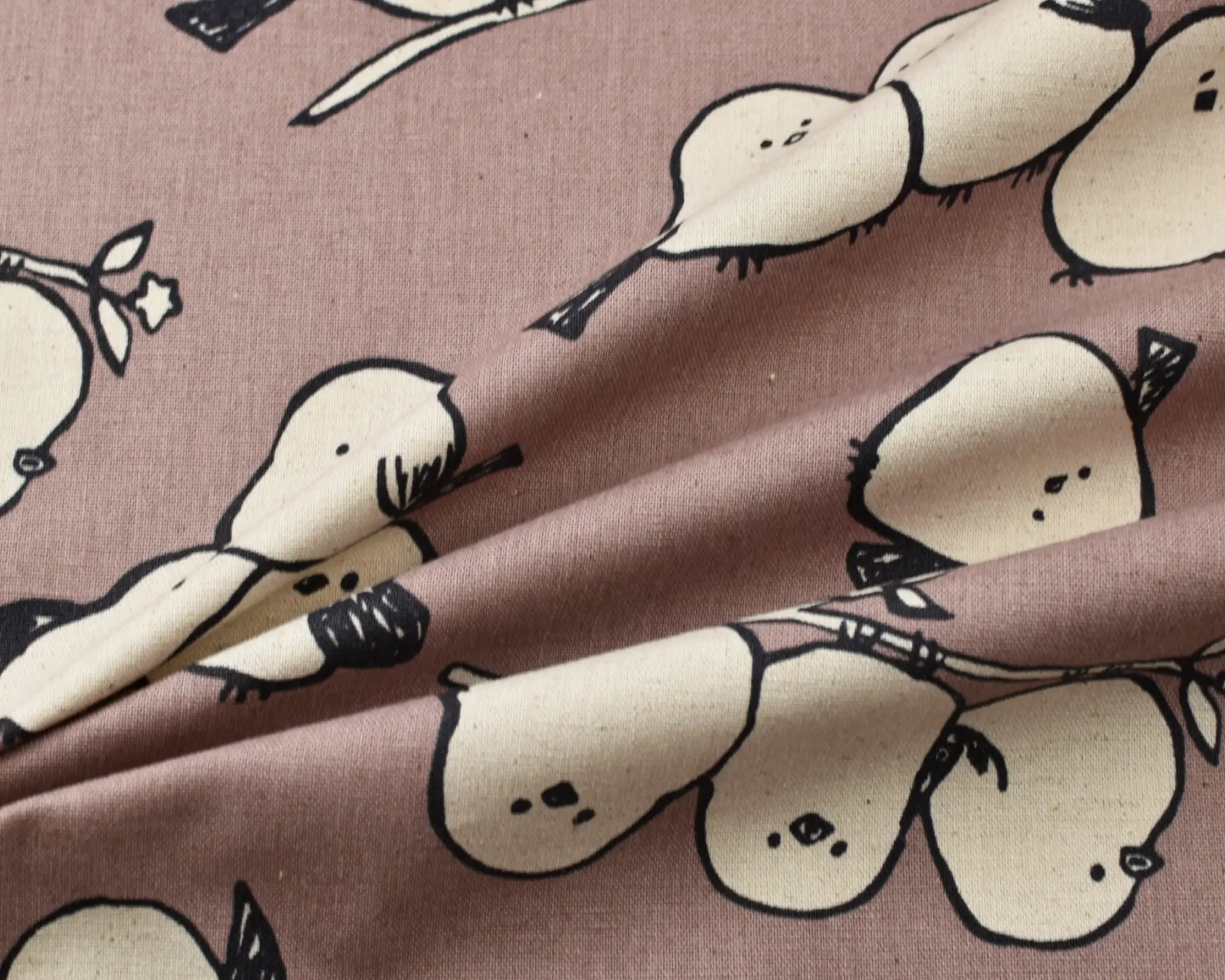 Cotton/Linen Broadcloth - Birds on Mauve - Image 4