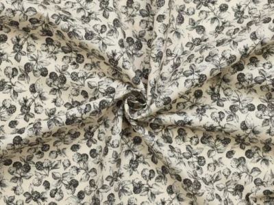 Cotton Broadcloth Shirting- Gray Berry Print