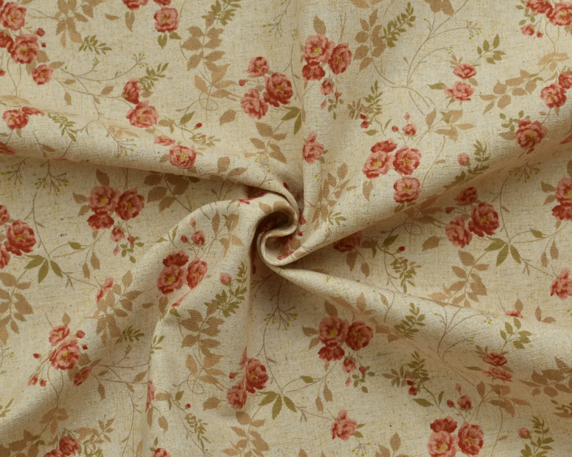Cotton/Linen Broadcloth – Burnt Orange Floral Print