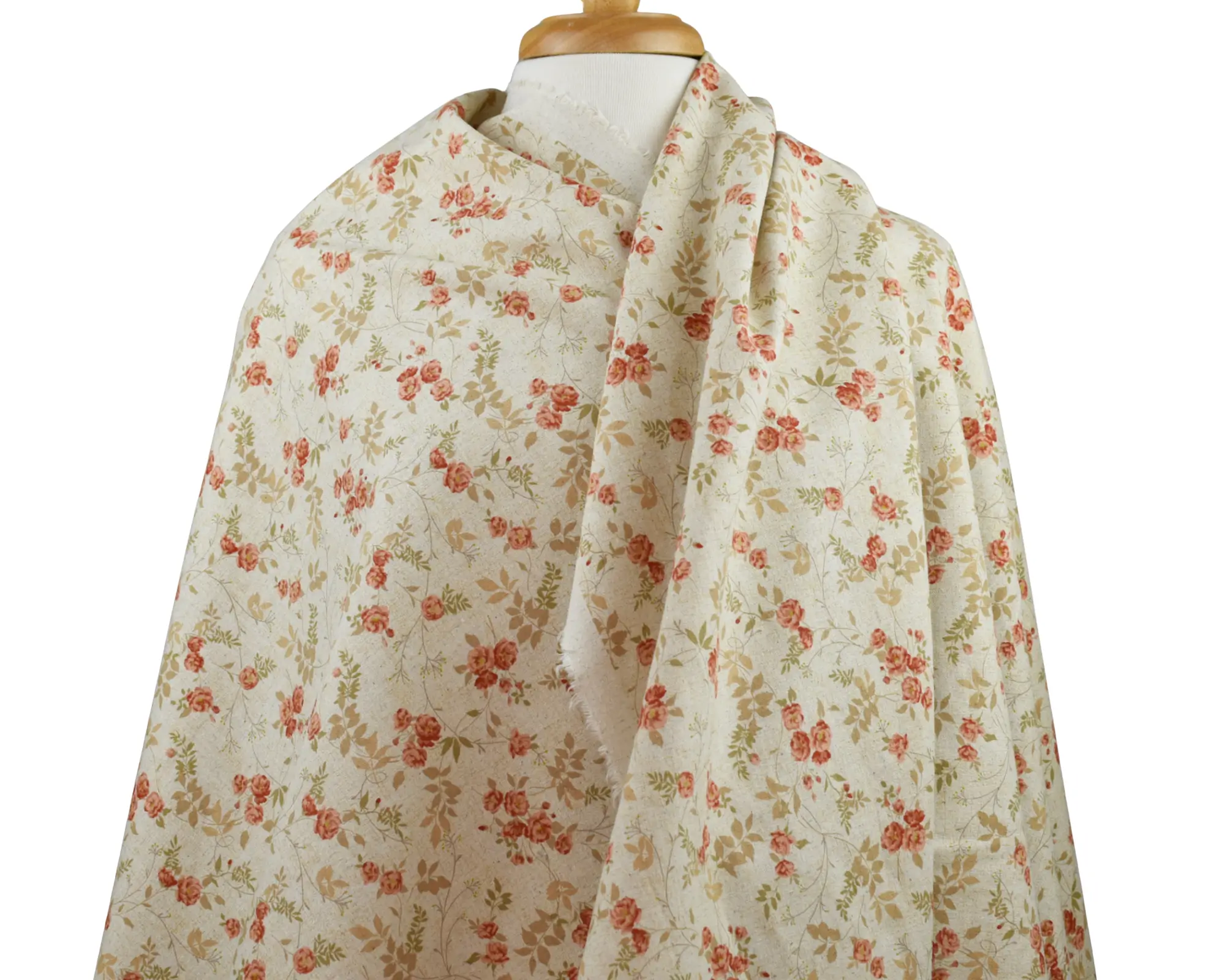 Cotton/Linen Broadcloth - Burnt Orange Floral Print - Image 7