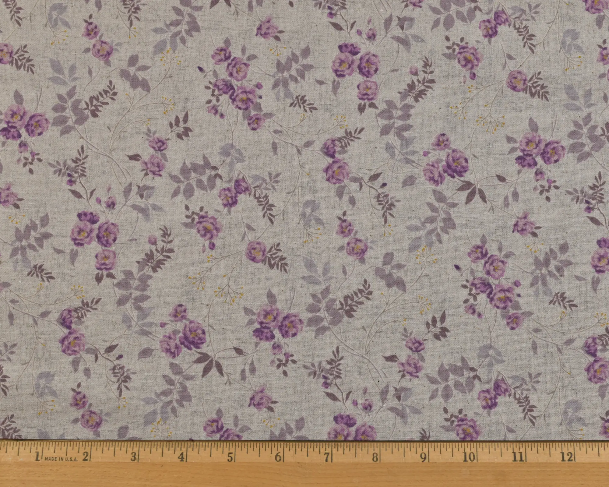 Cotton/Linen Broadcloth - Purple Floral Print - Image 3