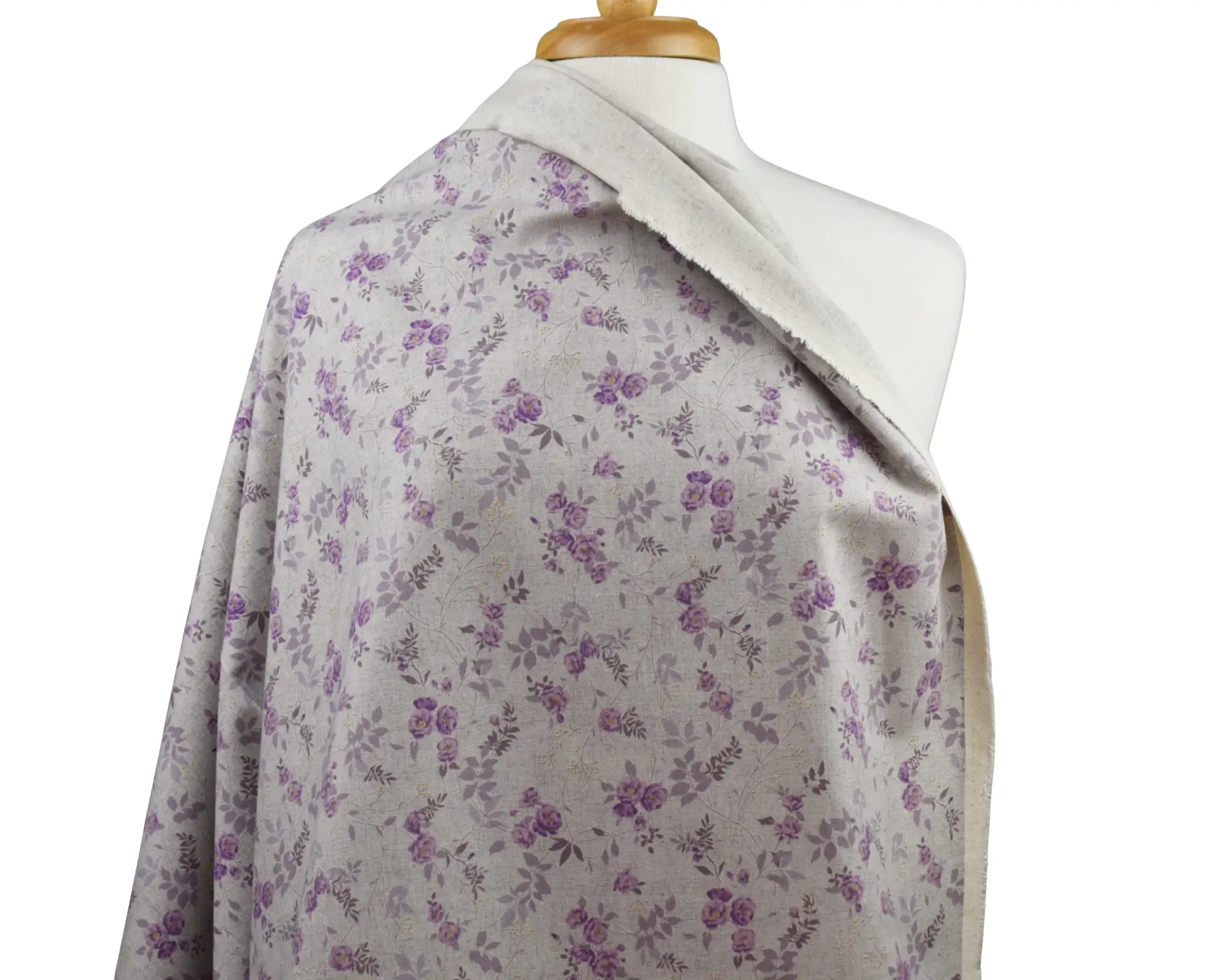 Cotton/Linen Broadcloth - Purple Floral Print - Image 6