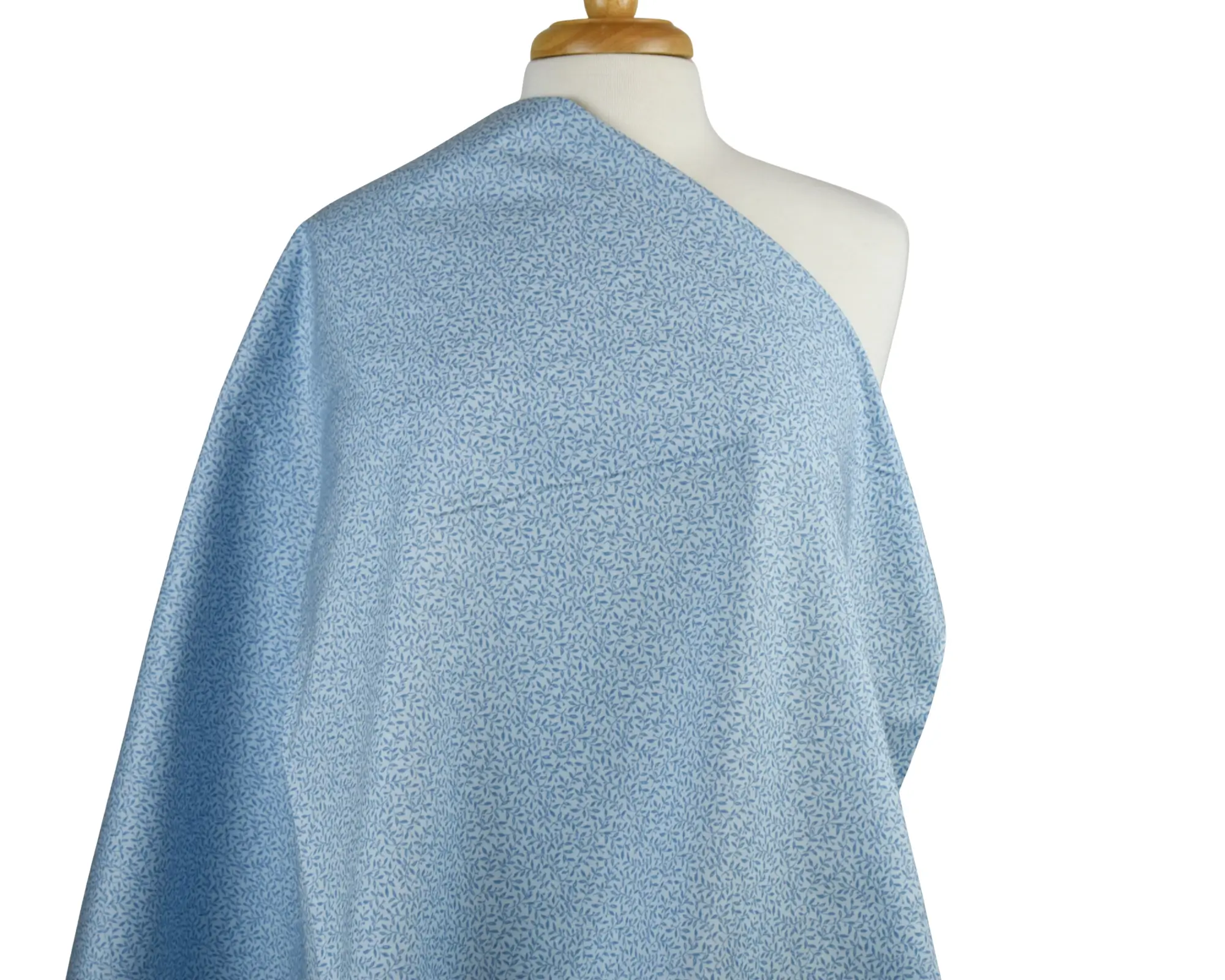 Cotton Broadcloth Shirting - Delicate Blue Leaf - Image 6