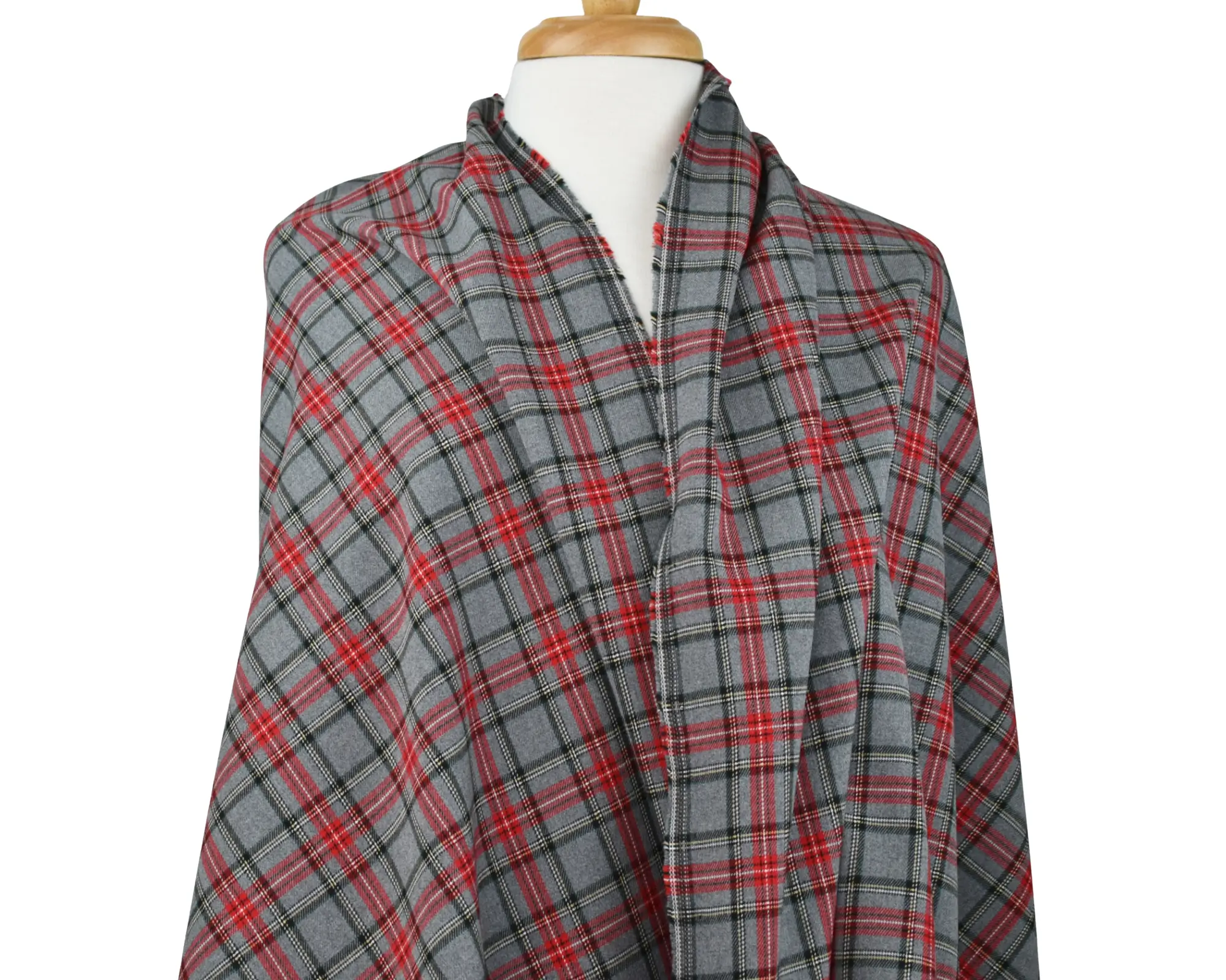Polyester/Rayon Suiting - Gray/Red Check - Image 6
