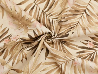 Cotton Dobby - Tan Tropical Print