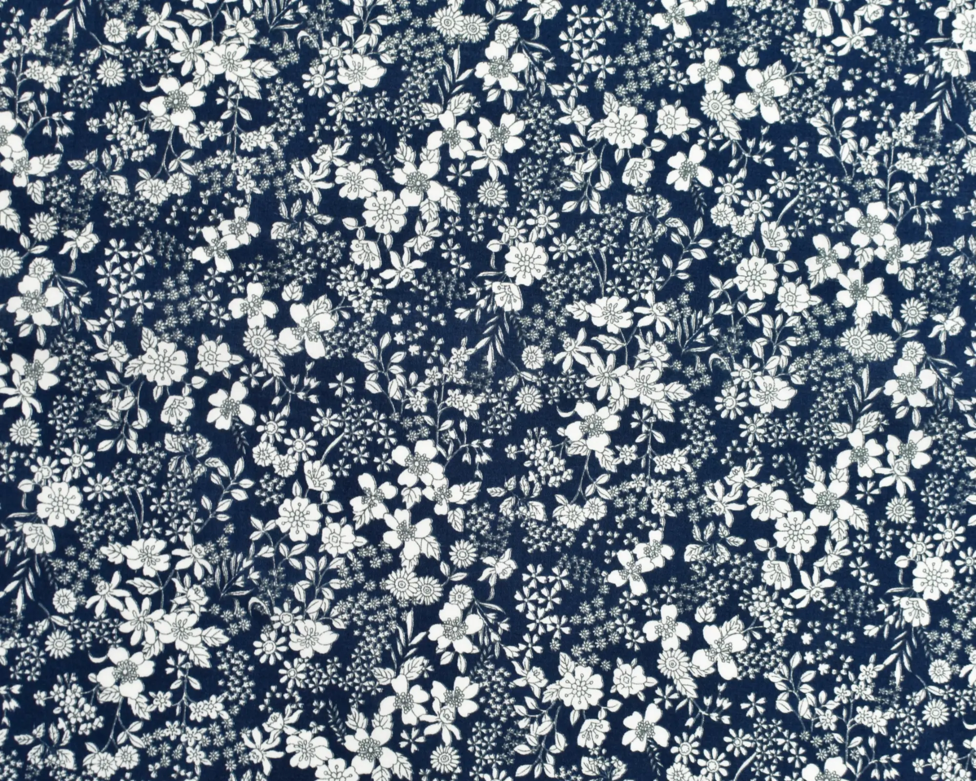 Kokka Cotton Lawn - Navy Blue with White Floral - Image 2