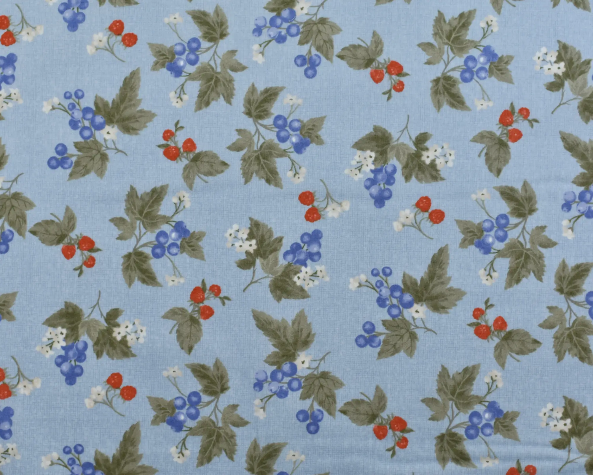 Cotton Broadcloth- Berry Print on Blue - Image 2