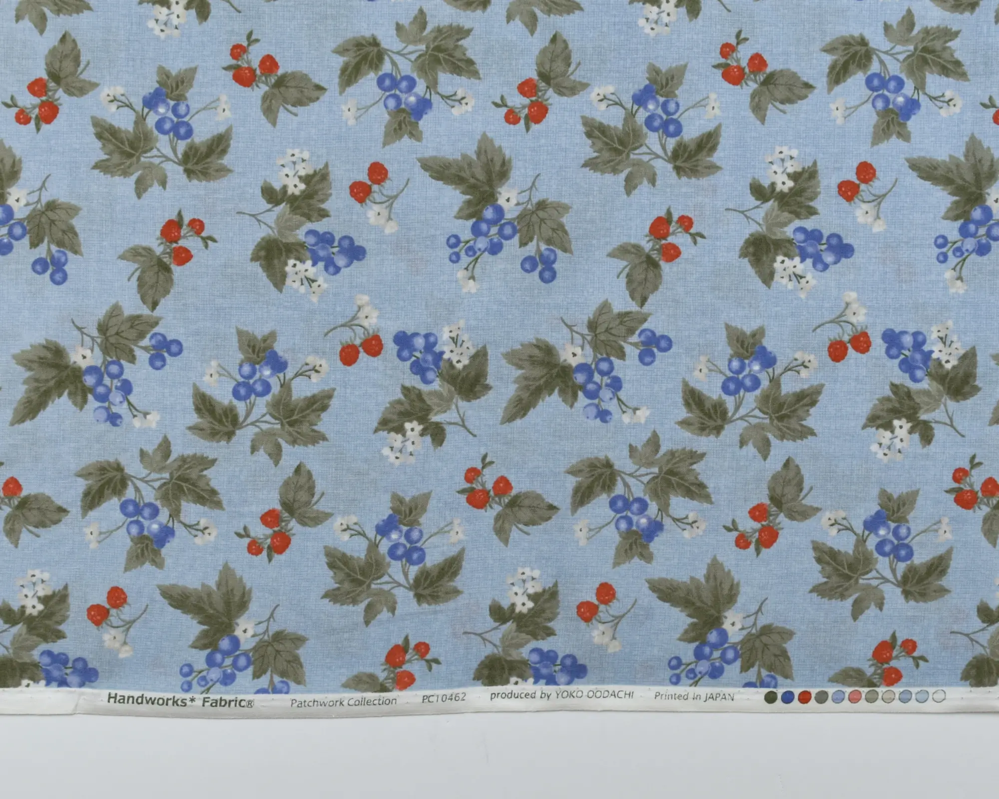 Cotton Broadcloth- Berry Print on Blue - Image 5