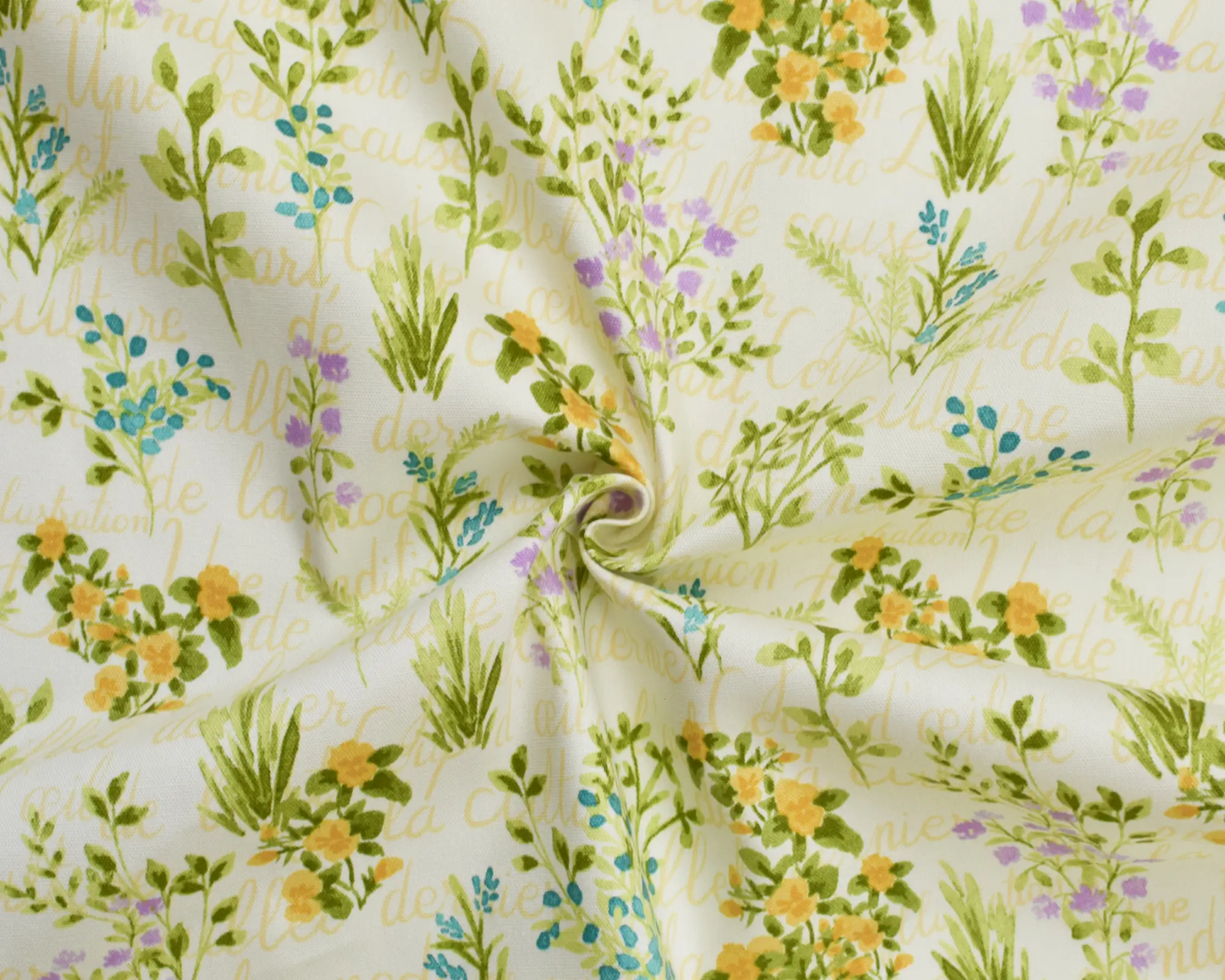Cotton Oxford Shirting - Floral Print on Cream