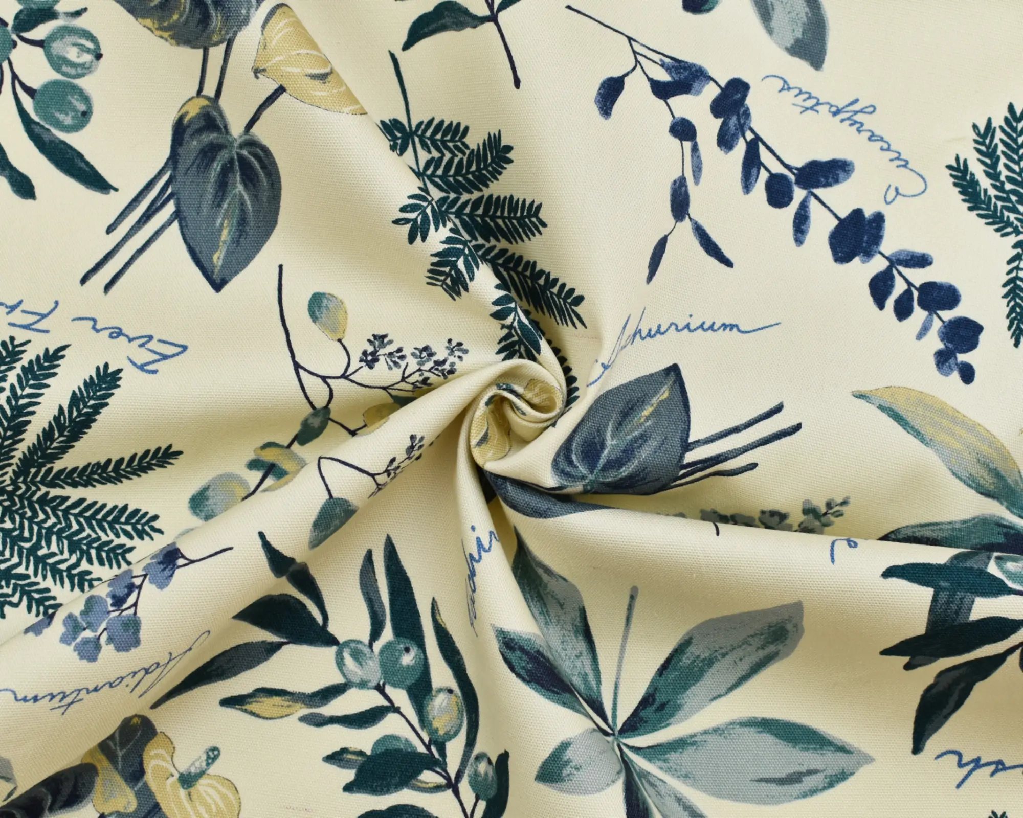 Cotton Oxford Shirting - Botanical Print on Cream