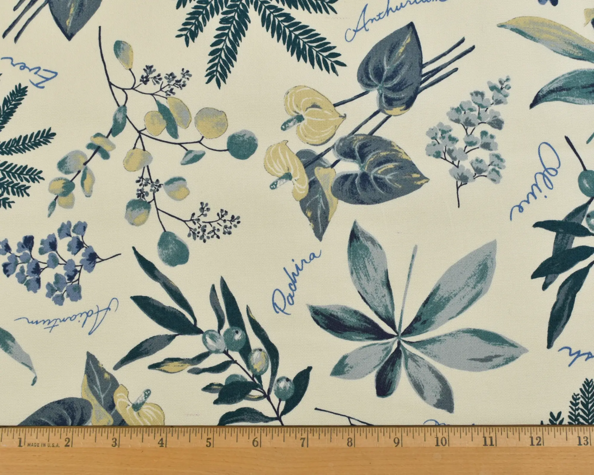 Cotton Oxford Shirting - Botanical Print on Cream - Image 3