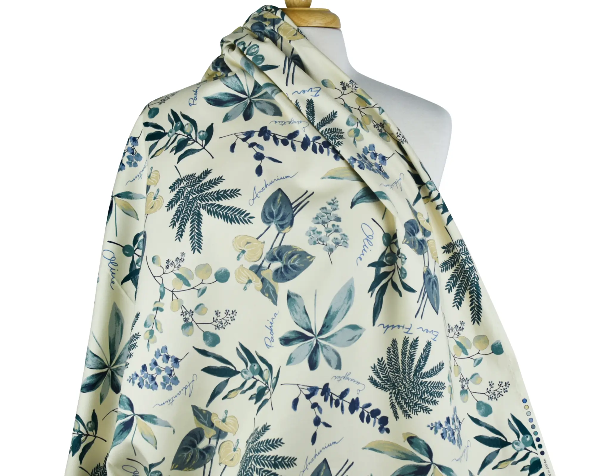 Cotton Oxford Shirting - Botanical Print on Cream - Image 6