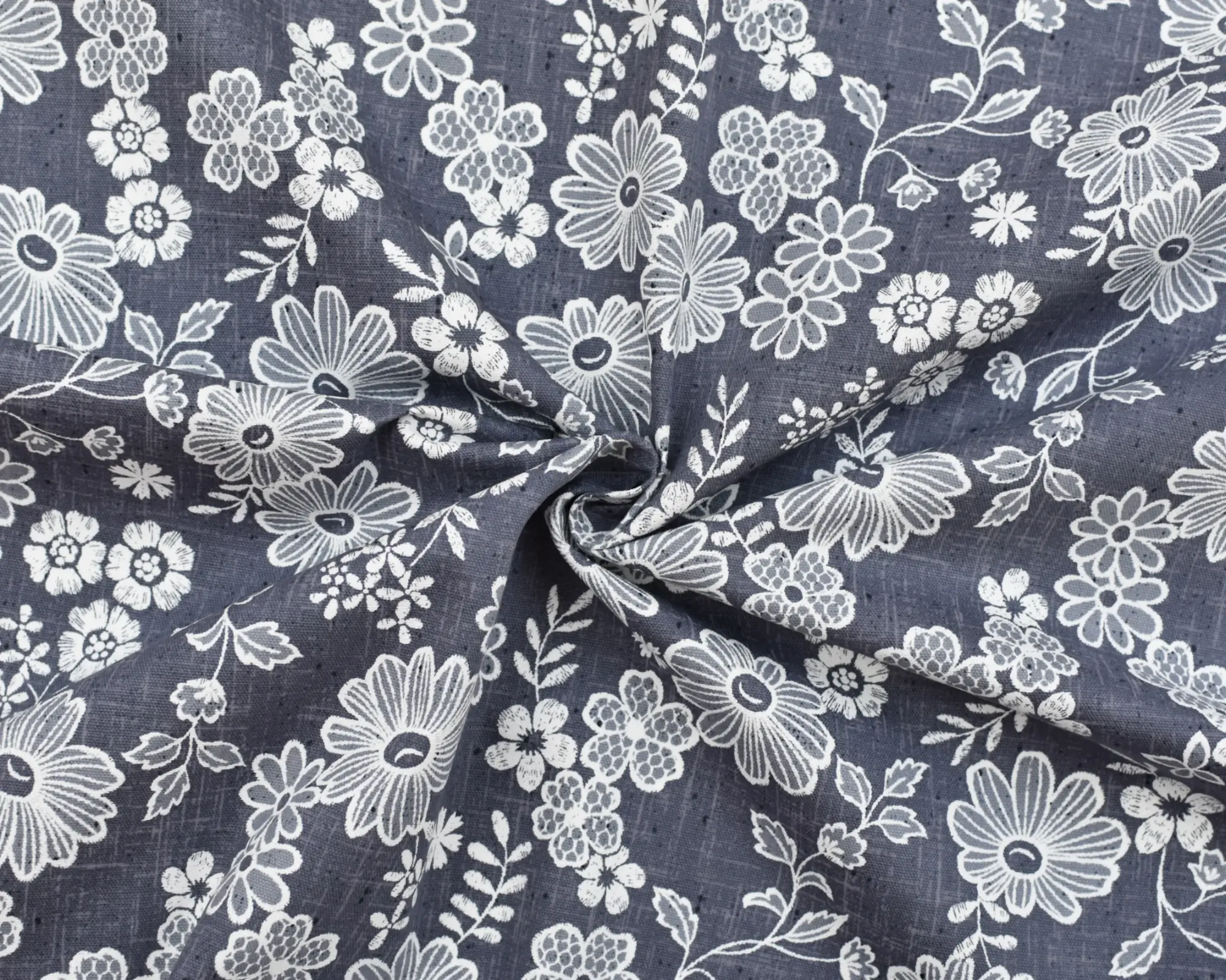 Cotton Oxford Shirting - Gray with Large Floral