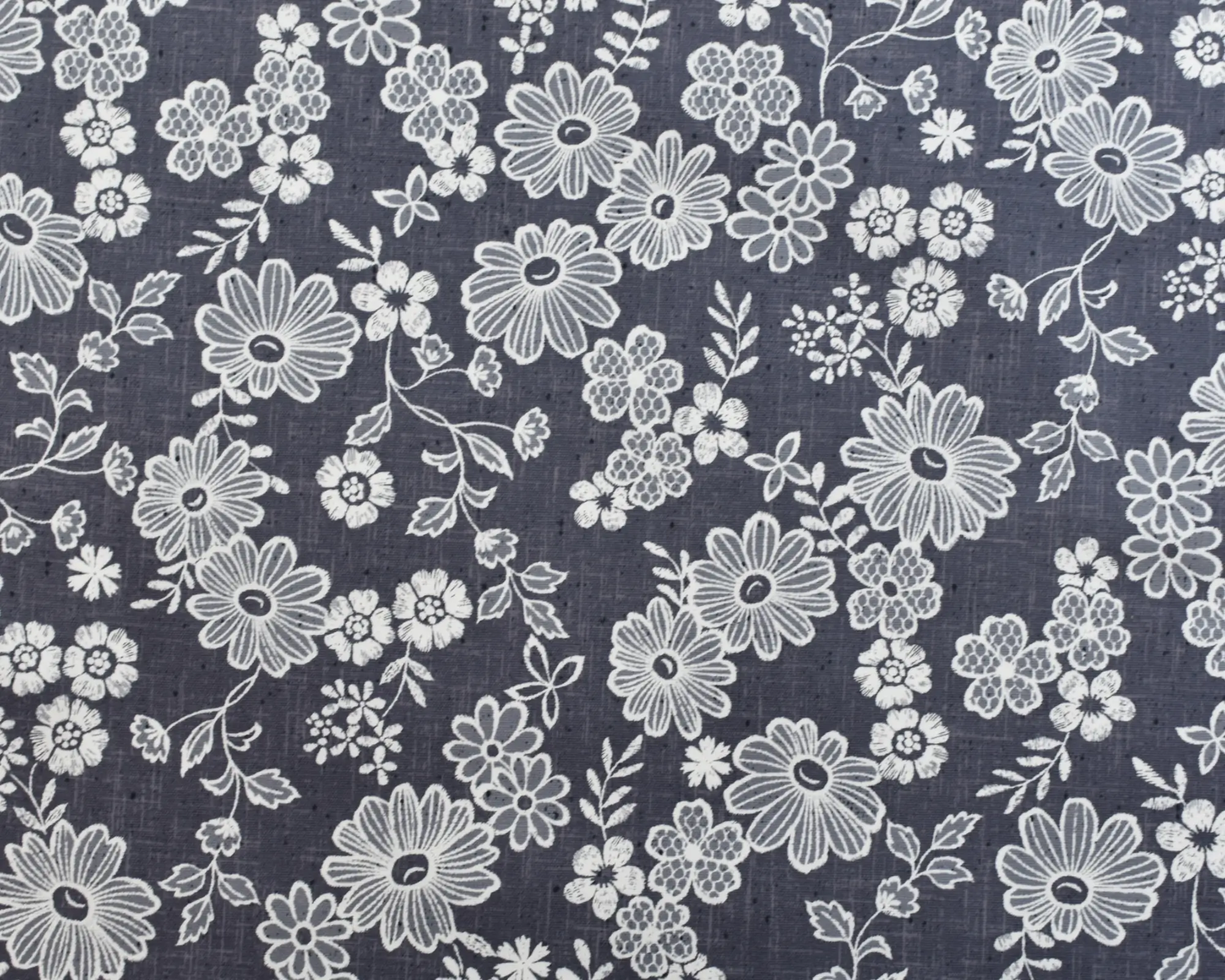 Cotton Oxford Shirting - Gray with Large Floral - Image 2