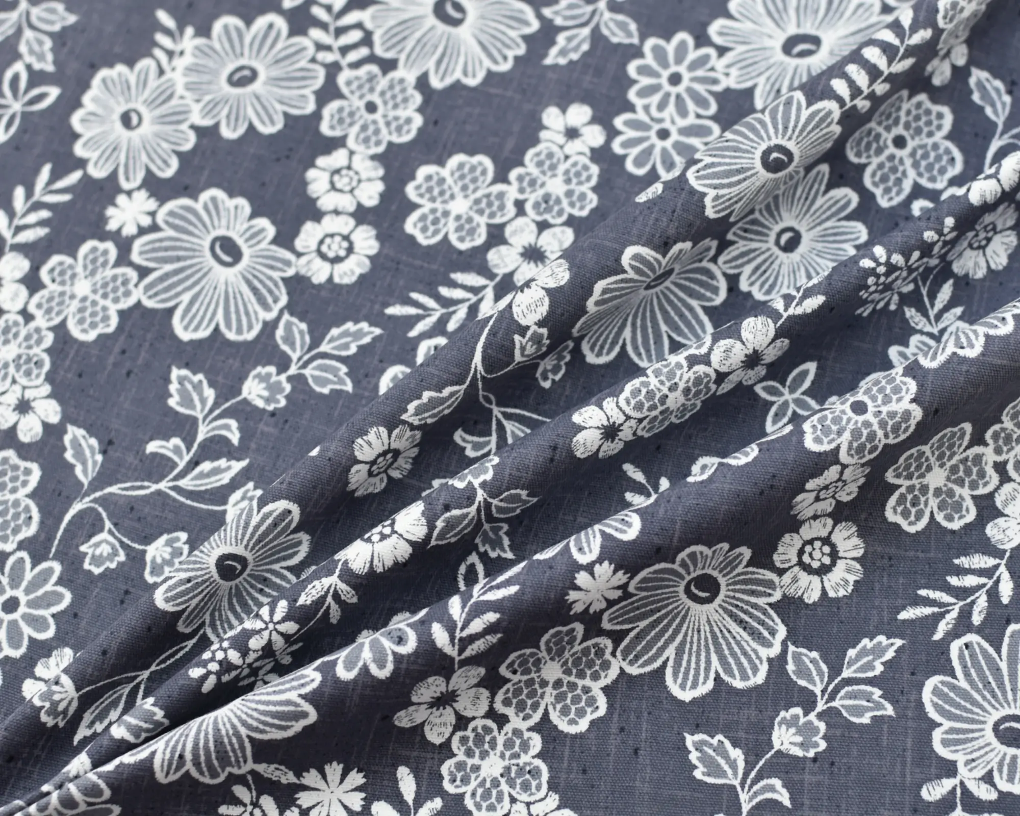 Cotton Oxford Shirting - Gray with Large Floral - Image 4
