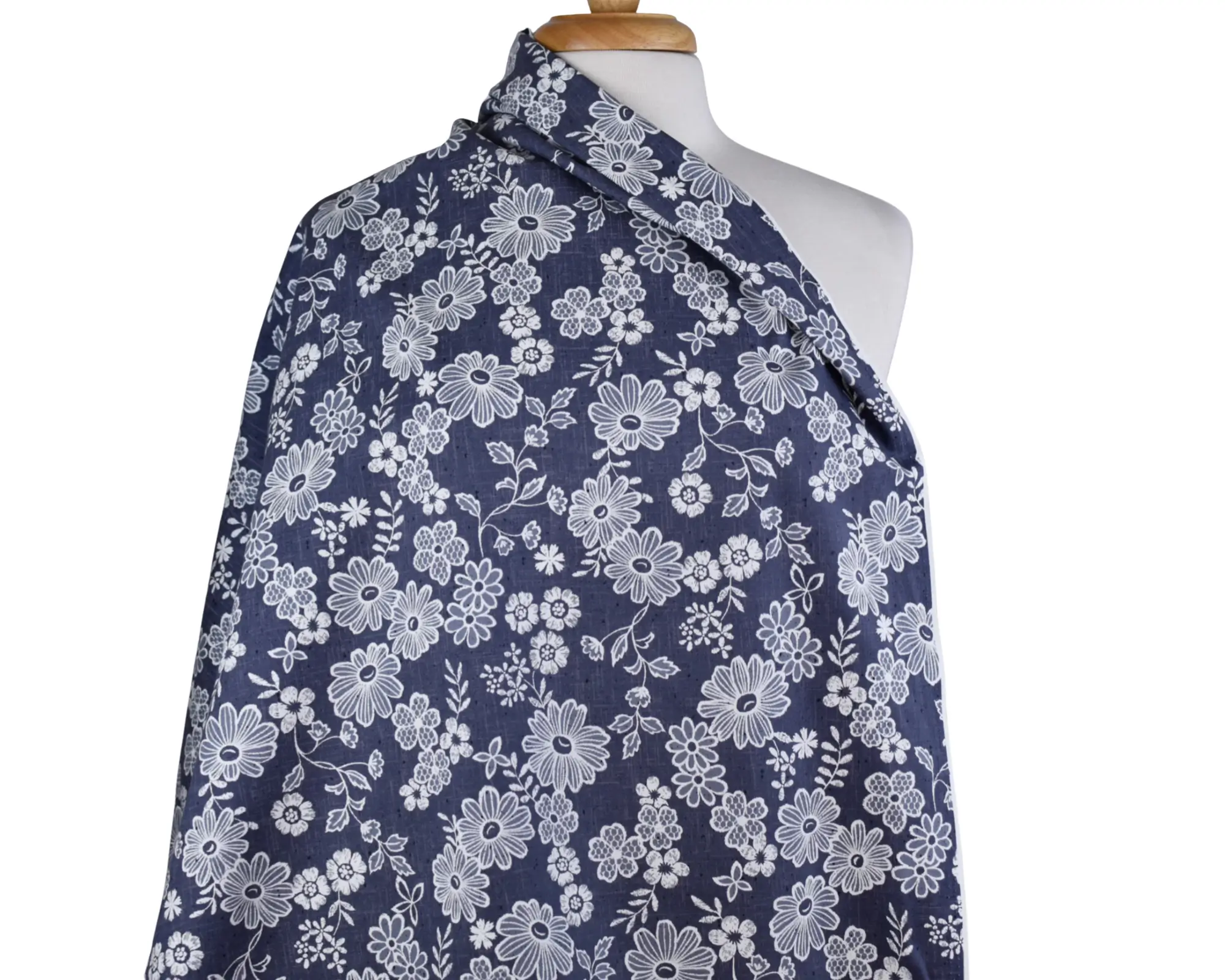 Cotton Oxford Shirting - Gray with Large Floral - Image 6