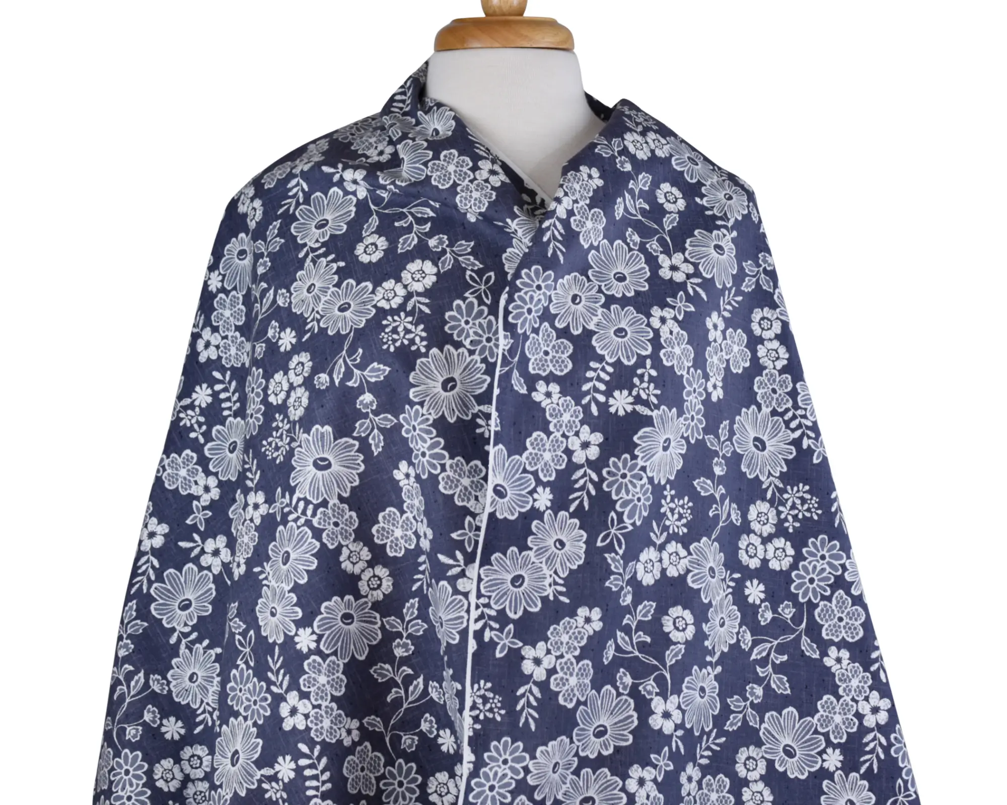Cotton Oxford Shirting - Gray with Large Floral - Image 7
