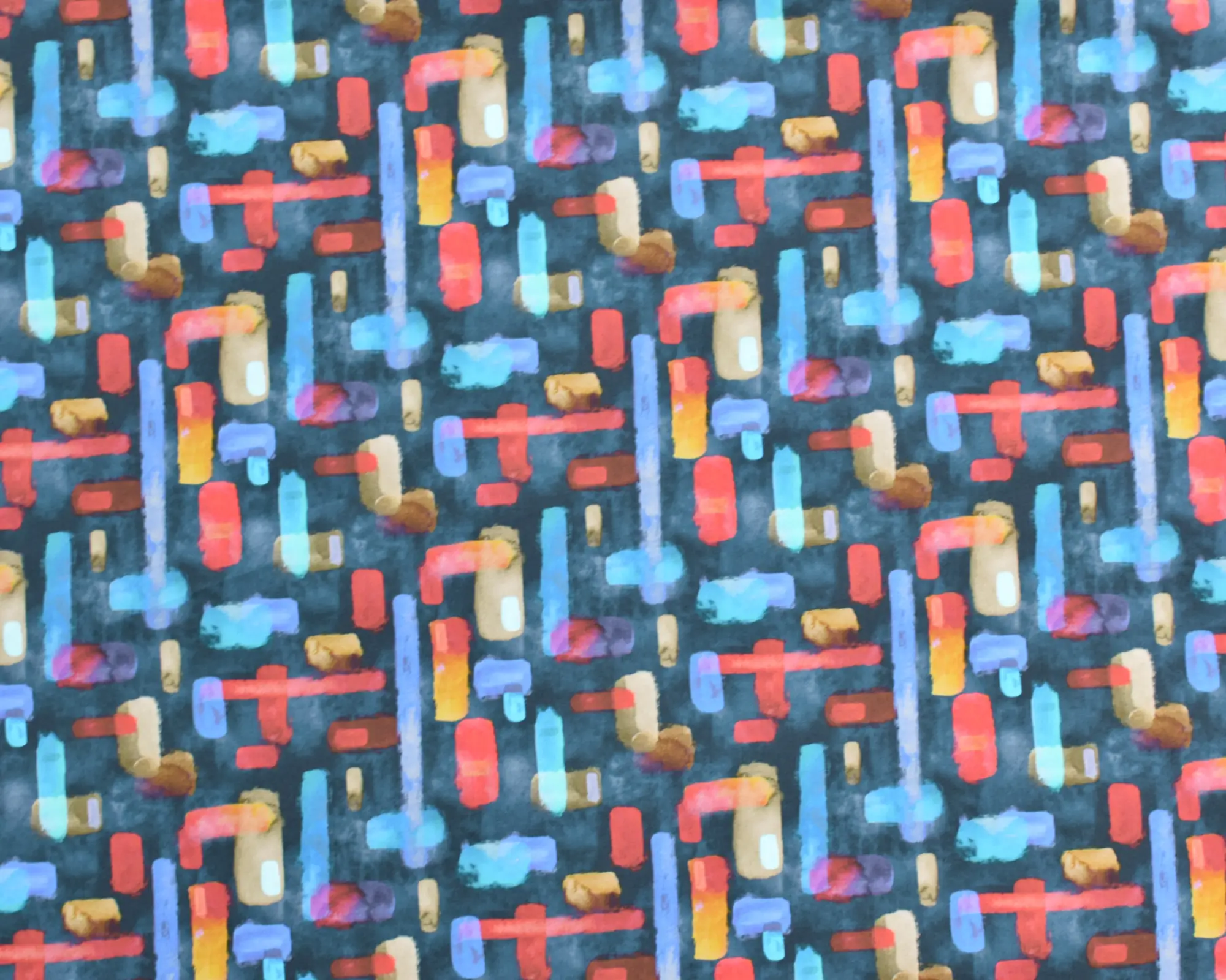 Cotton Poplin - Geometric Watercolor Print - Image 2