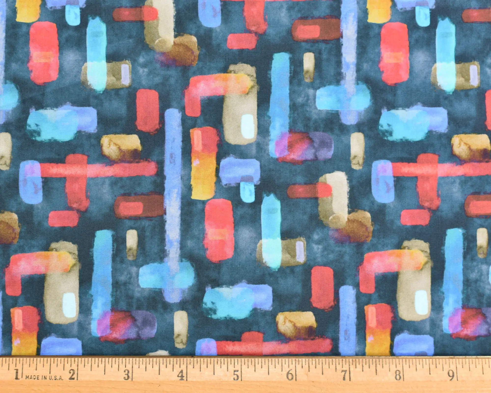 Cotton Poplin - Geometric Watercolor Print - Image 3
