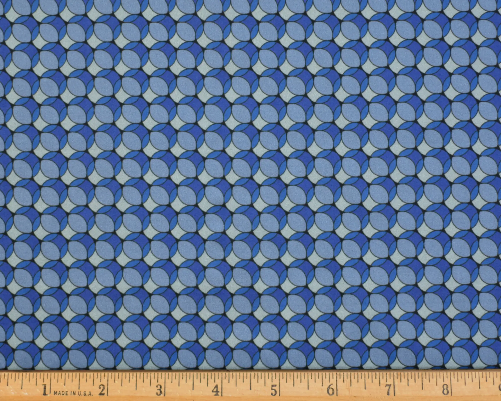 Cotton Poplin - Blue Circular Geometric Print - Image 3