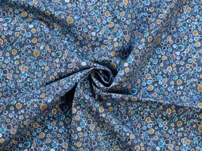 Cotton Poplin - Blue Bubble Print