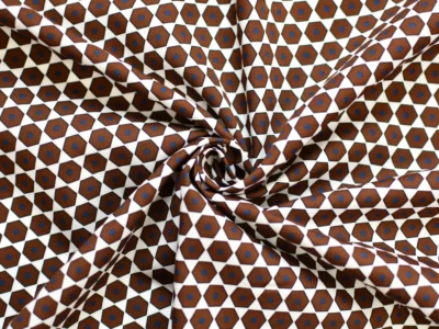 Designer Cotton Poplin - Brown Geometric Print