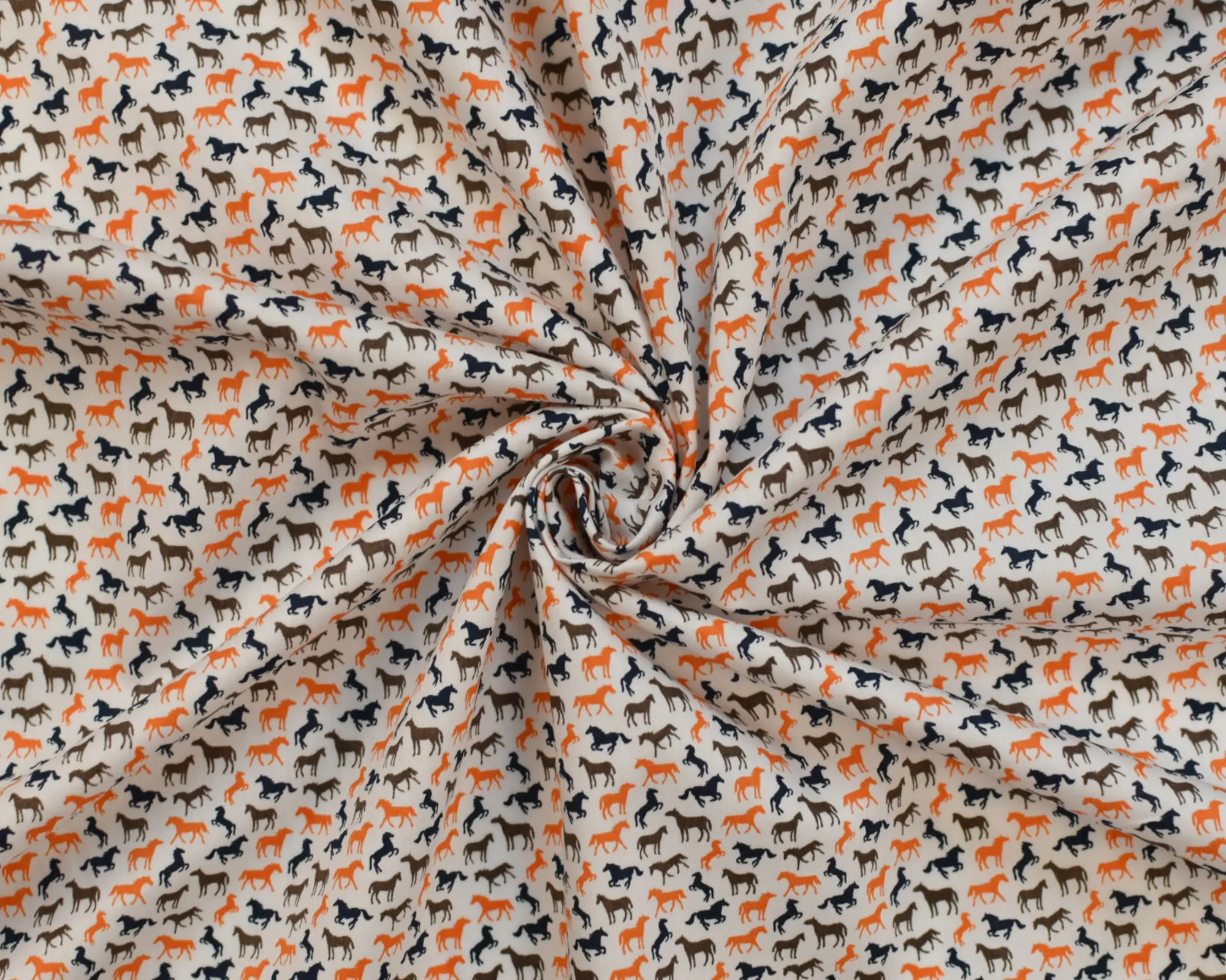 Cotton Poplin - Small Horse Print
