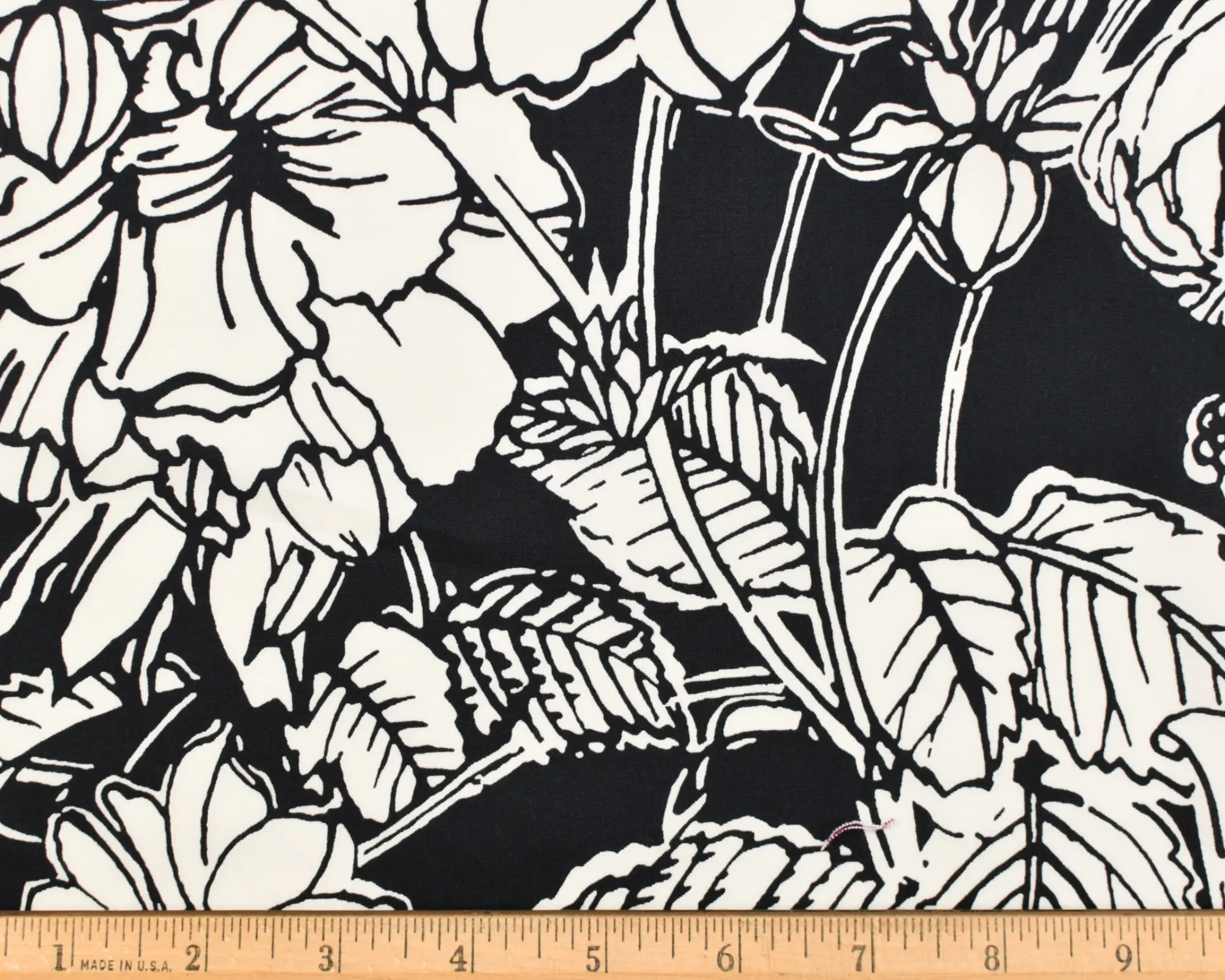 Designer Stretch Cotton Poplin - Black and White Floral - Image 3