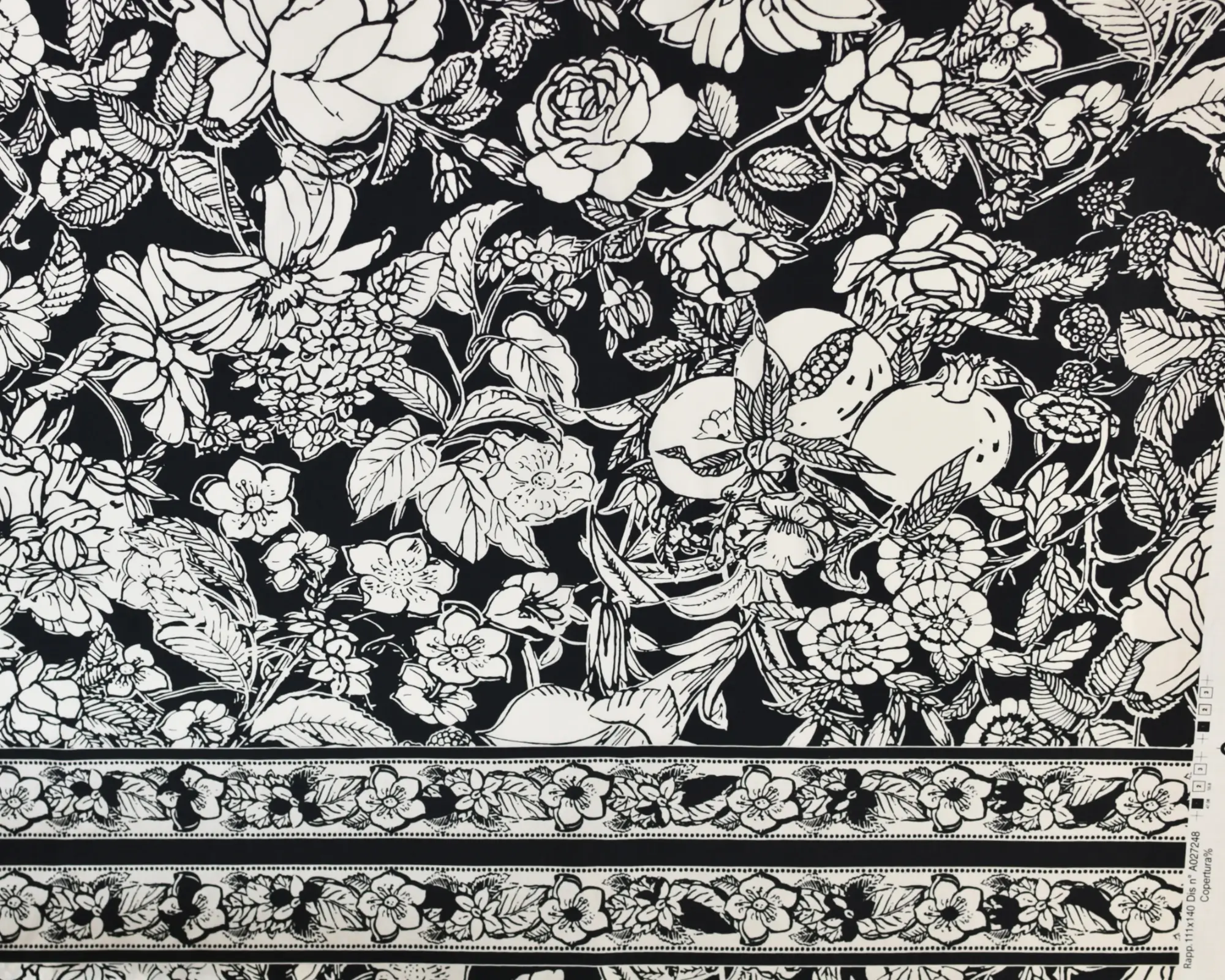 Designer Stretch Cotton Poplin - Black and White Floral - Image 5