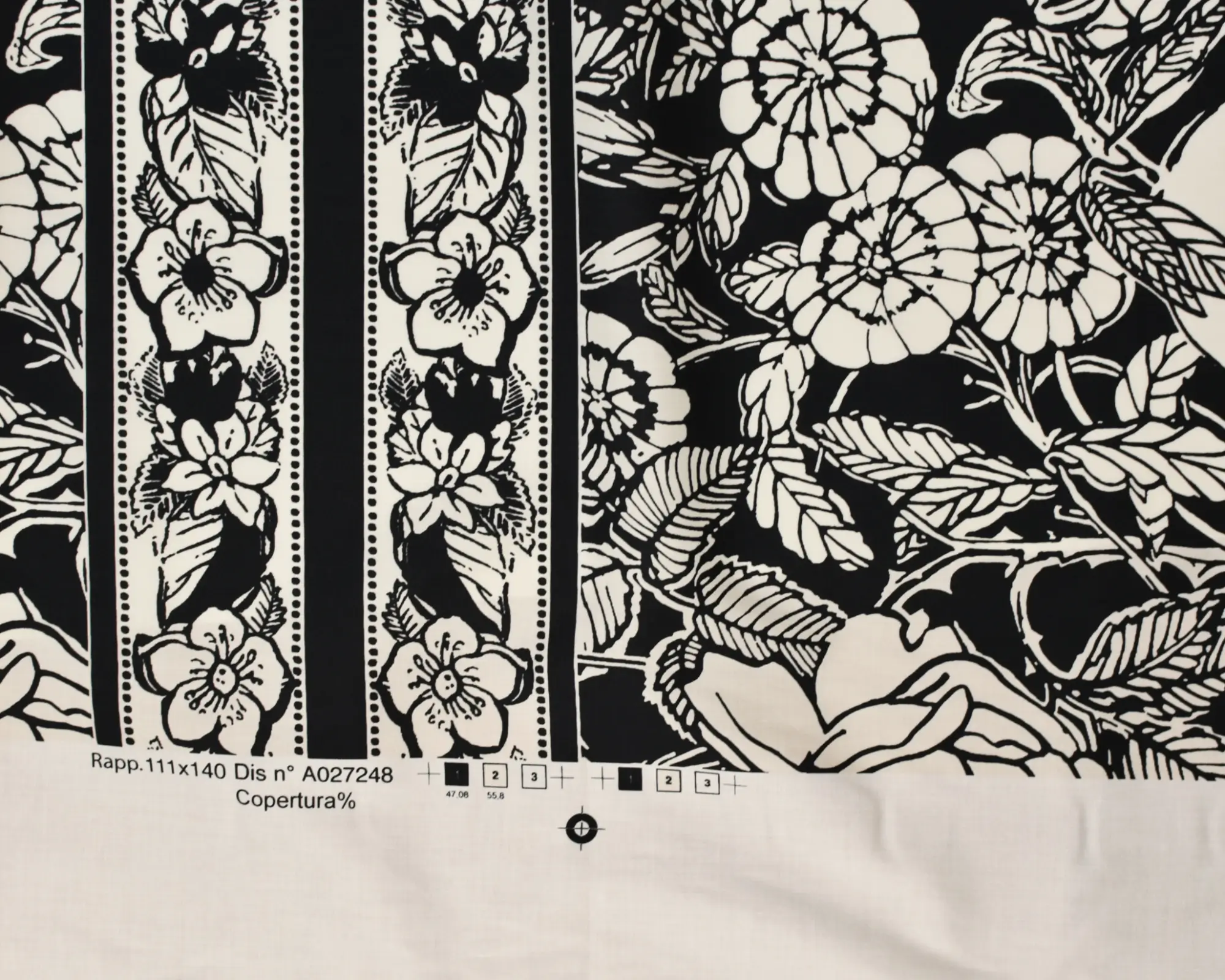 Designer Stretch Cotton Poplin - Black and White Floral - Image 6