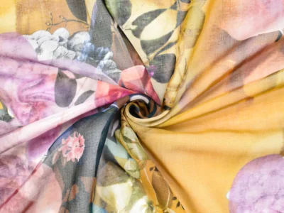 Cotton Voile - Large Scale Floral Print on Yellow