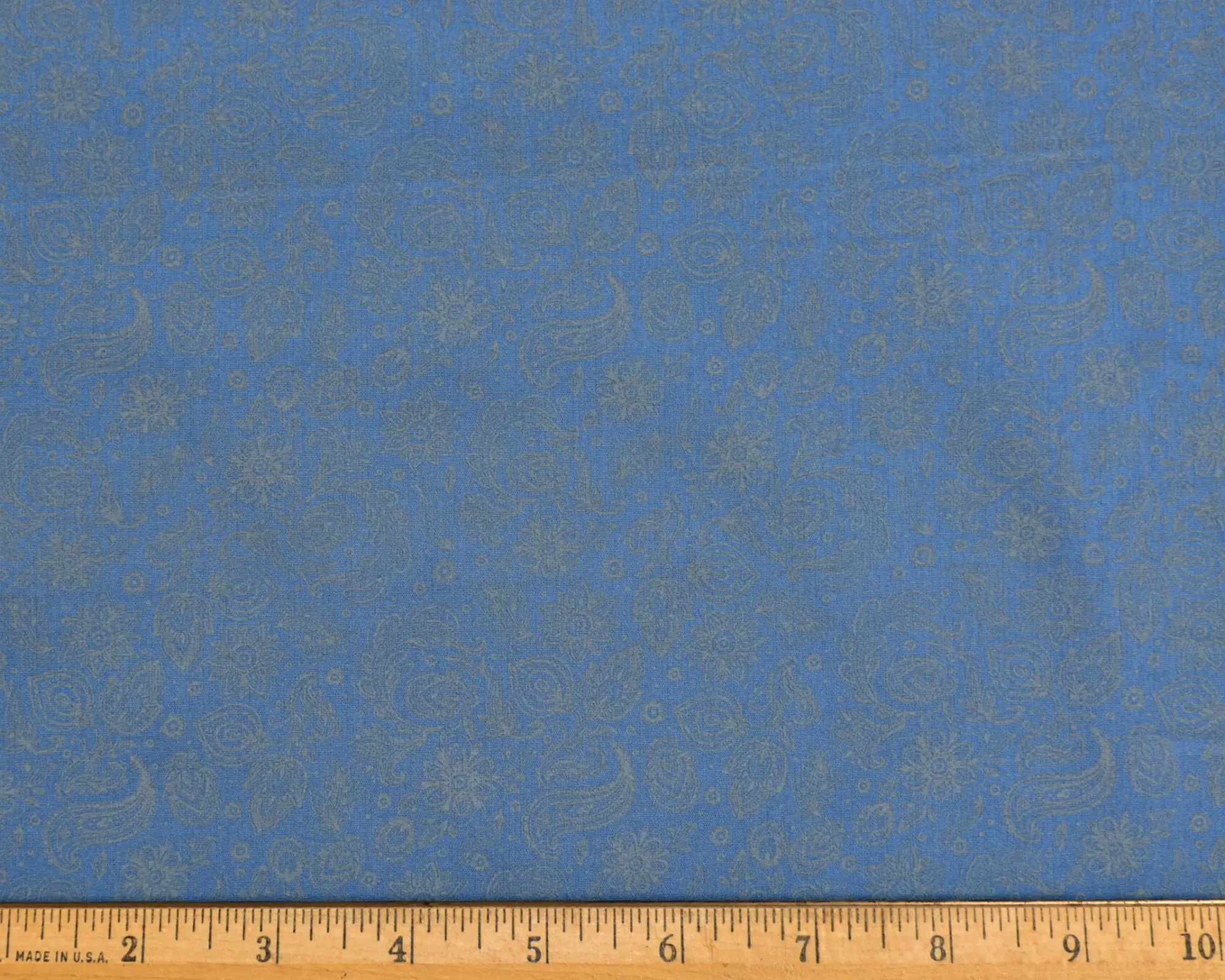 Designer Cotton Poplin - Blue with Subtle Paisley Print - Image 3
