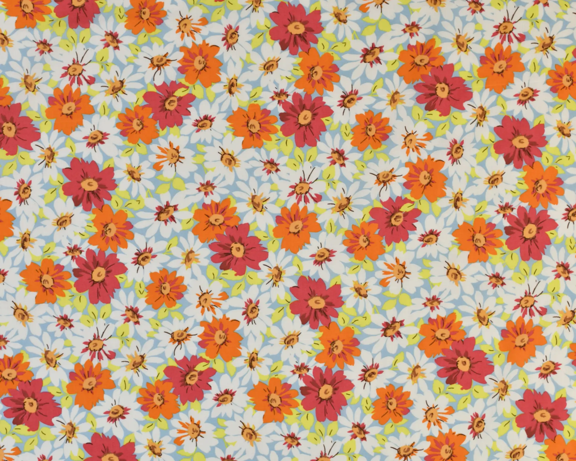 Cotton Poplin - Orange Daisy Print - Image 2