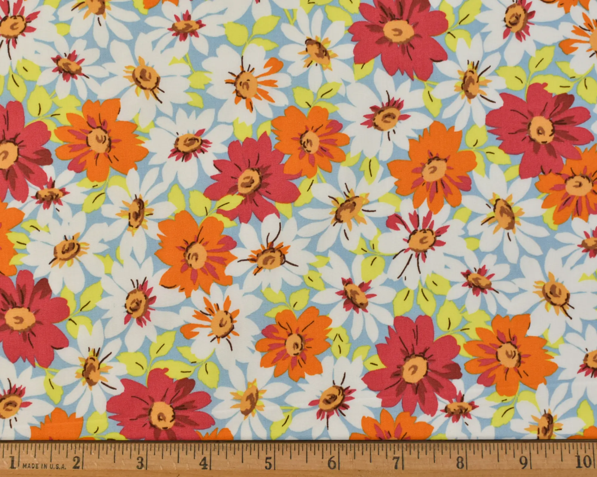 Cotton Poplin - Orange Daisy Print - Image 3