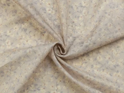 Sevenberry Cotton Lawn - Delicate Floral Print on Greige