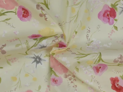 Nani Iro Cotton/Silk Lawn - Pink Floral on Cream